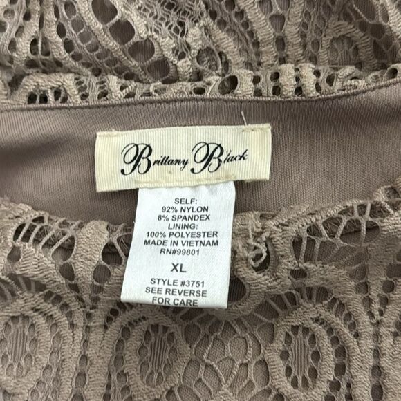 Brittany Black Beige Dolman Sleeve Lace Crochet Knit Blouse Size XL - Picture 9 of 10